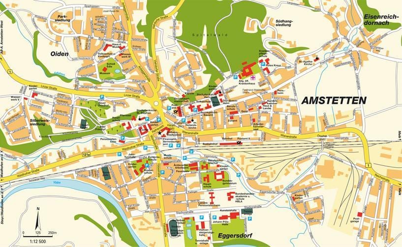 نقشه amstetten, اتریش