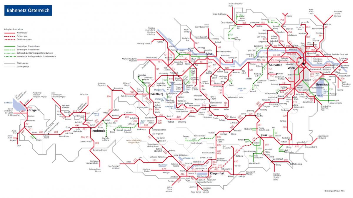 obb اتریش راه آهن نقشه