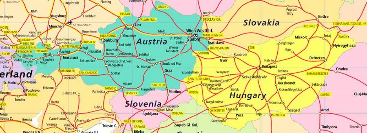 اتریش راه آهن نقشه