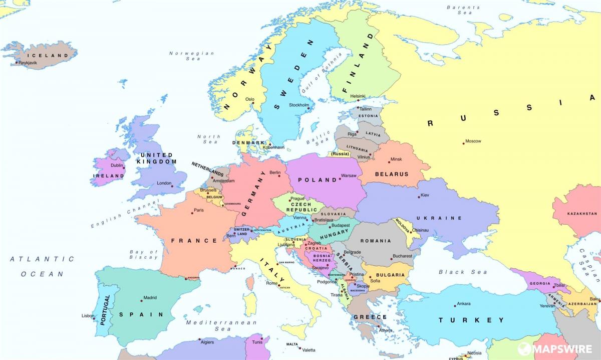 نقشه اروپا نشان اتریش