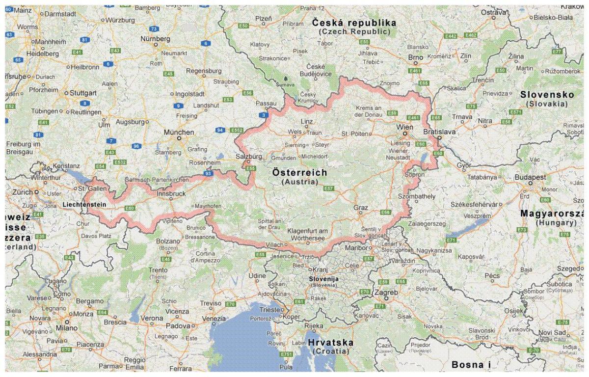 اتریش مرزهای نقشه