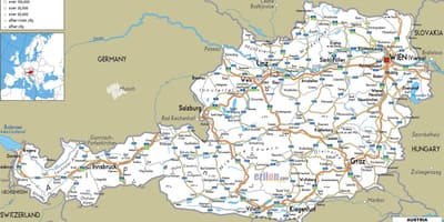 نقشه دقیق از اتریش با شهرستانها